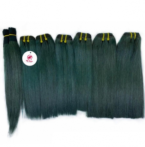 Vietnamese human straight bundles with closure - Green color weave hair